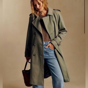 Sezane Scott Trench Coat Olive Green